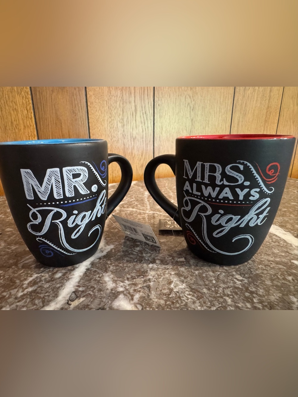 Mr. & Mrs. (Always) Right Chalkboard-Style Mug Set